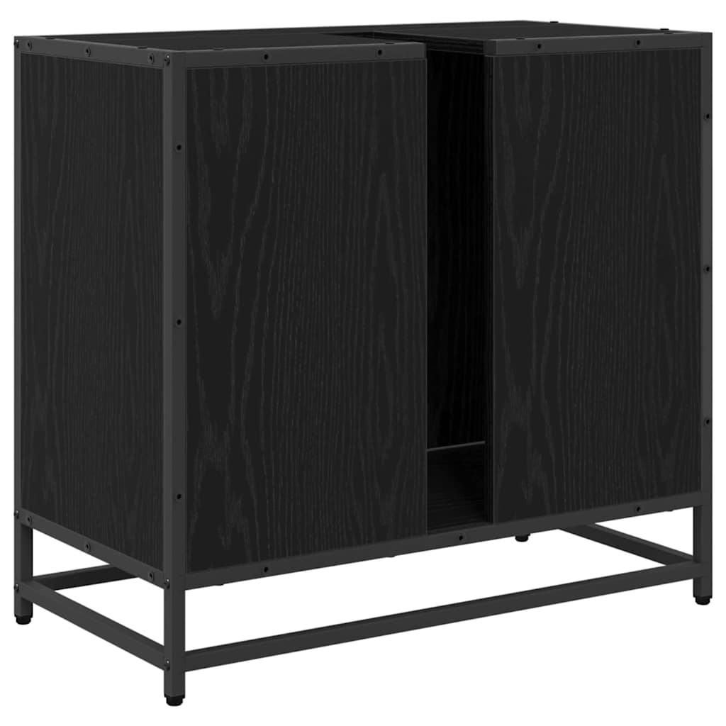 Washbasin Cabinet with Door Black Oak Effect 65 x 33 x 60 cm