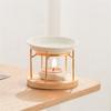 Ceramics Tealight Wax Warmer Essential Oil Burners Heater with Wood Stand Candleholder Aromas Lamp Stove for Meditations