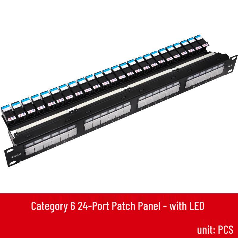 Fengyingzi Cat6A 24-Port 1U LED Indicator Patch Panel