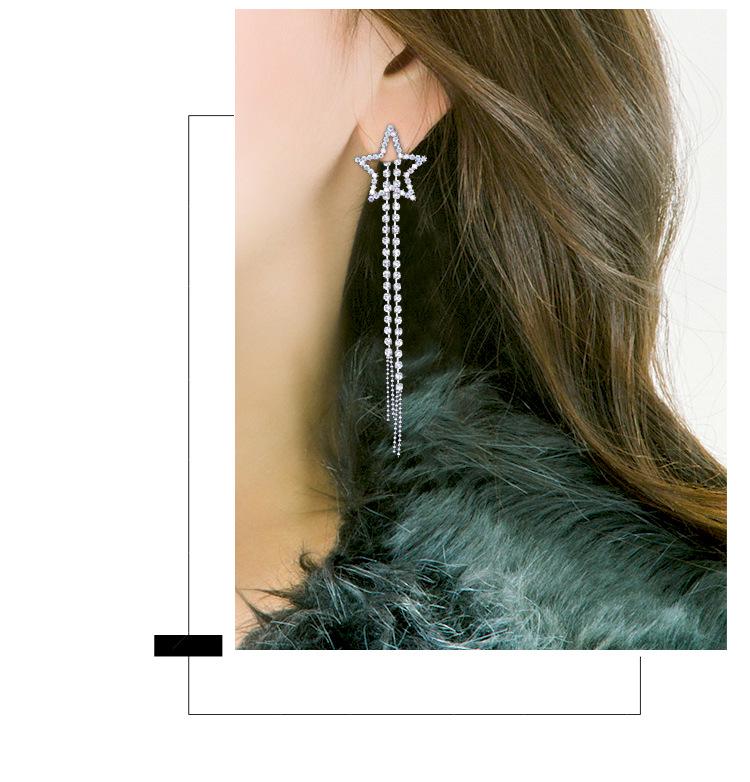 Bean Studs: Retro Five-Pointed Star Korean Tassel Earrings for Women