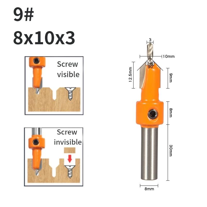 8MM Shank Hss Countersink Router Bit Screw Extractor Woodworking Hole Opener Drill  Milling Cutter For Wood Alloy Step Drill
