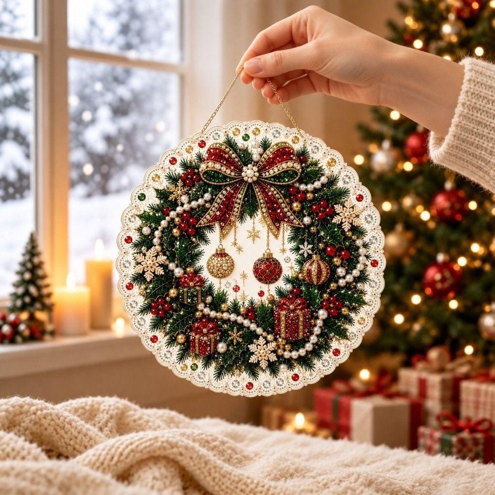 1 Set Hanging Ornament Diamond Painting Door Hanger Christmas Diamond Painting  Door Decoration