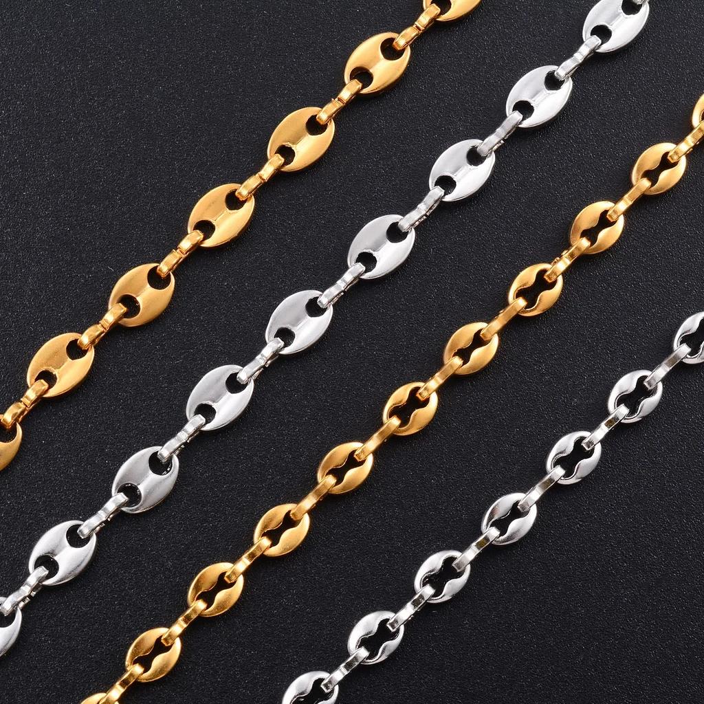 Trendy ocelový náhrdelník s prasečím nosem Řetízky ve tvaru kávových zrn Unisex Klasické náramky Šperky Velkoobchod