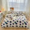 small fresh pure cotton abraded four-piece set, skin-friendly bed sheet washed cotton quilt cover, dormitory three-piece set