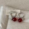 Yu Shuxin Retro Cherry Red Earrings - Mutong Style, High-End, Niche Women's Fashion Accessory
