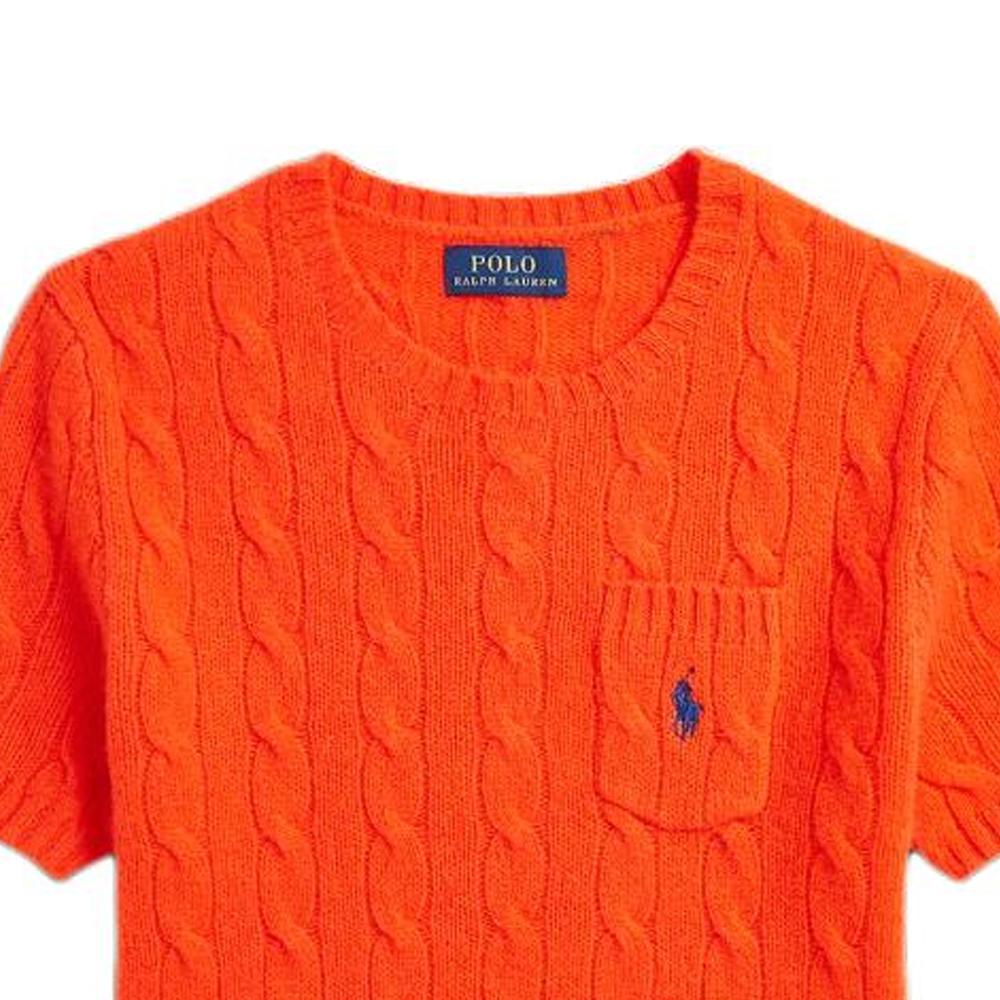 Polo Ralph Lauren FW24 Maglione a trecce Slim Fit da donna Dusk-Orange WMPOSWENC021008-800