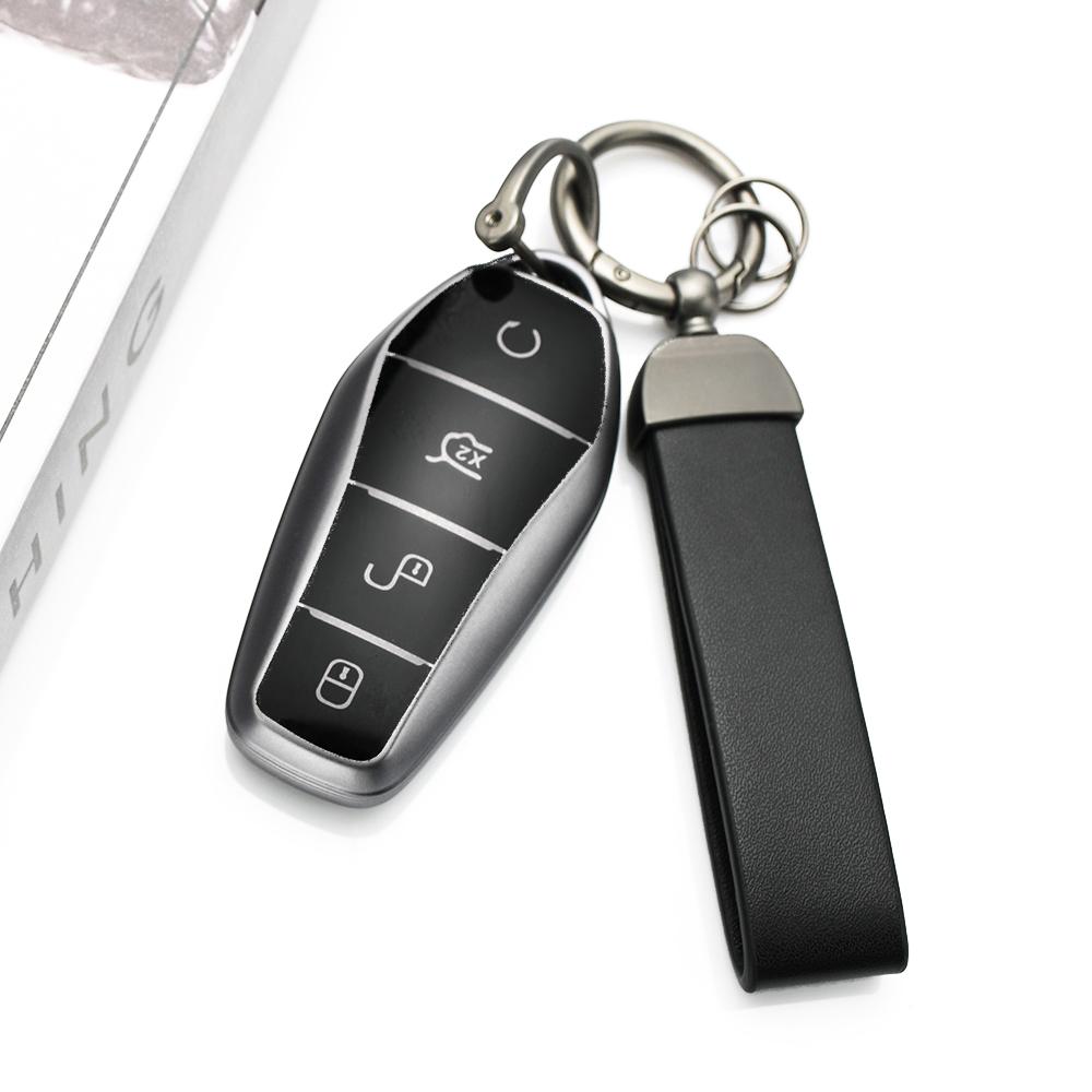 4 Buttons Gun Grey Tpu Car Key Case Shell Fob For Byd Atto 3 Han Ev Dolphin Remote Control Protect Cover Auto Accessories