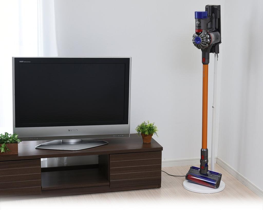 Yamazen Vacuum Cleaner Stand with and V10 Series Vacuum White RCS-30 (WH) (Compatible V6, V7, V8, Cleaners)
