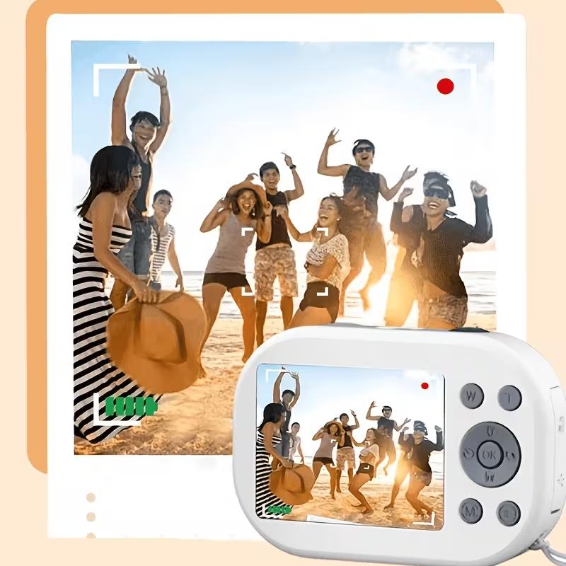 2K Pink Portable Digital Camera, Point‑and‑Shoot Camera with Autofocus, Image Stabilization, 2.4‑Inch Color Screen