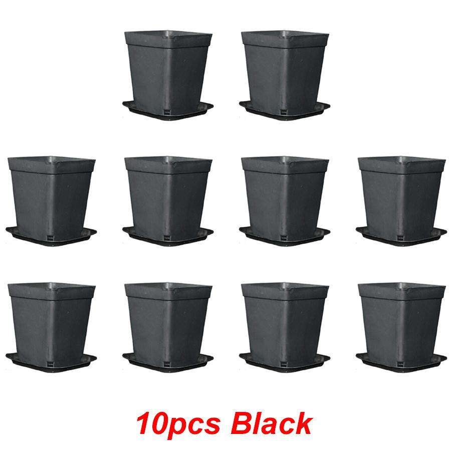 10pcs 7x7cm Plastic Square Flower Pot with Cover Garden Balcony Office Desktop Flower Pot Plant Growing Container