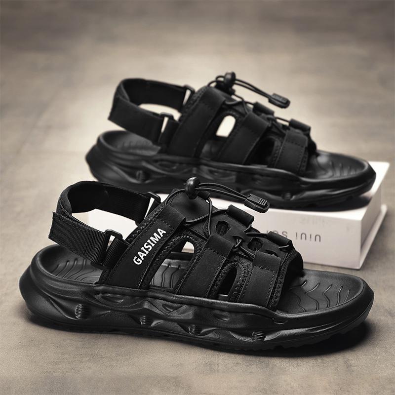 

Fashion Mens Sandals Summer Beach Casual Shoes Outdoor Slippers Walking Slides Comfort Luxury Designer Leather Lightweight Fashion 39 чёрный