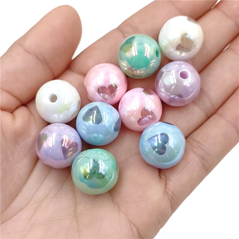 

Акриловый кулон 5 шт. Бусины ручной работы 16 мм Круглые аксессуары «сделай сам» Аврора с УФ-покрытием Четырехстороннее ожерелье Ювелирные изделия Занятие любовью Сердце Волшебный цвет Мода