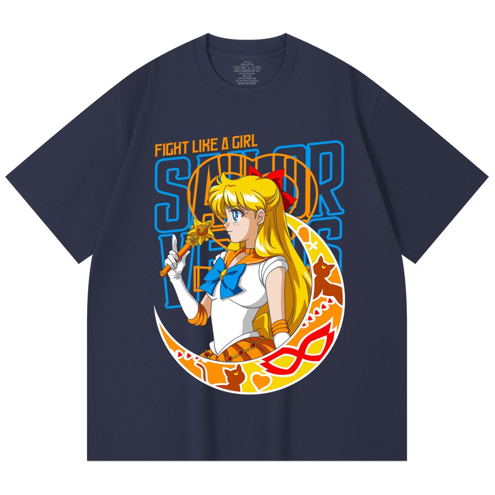 230 Gsm 100% Cotton Sailor Moon V5 Venus Print Unisex Heavy Cotton T Shirt