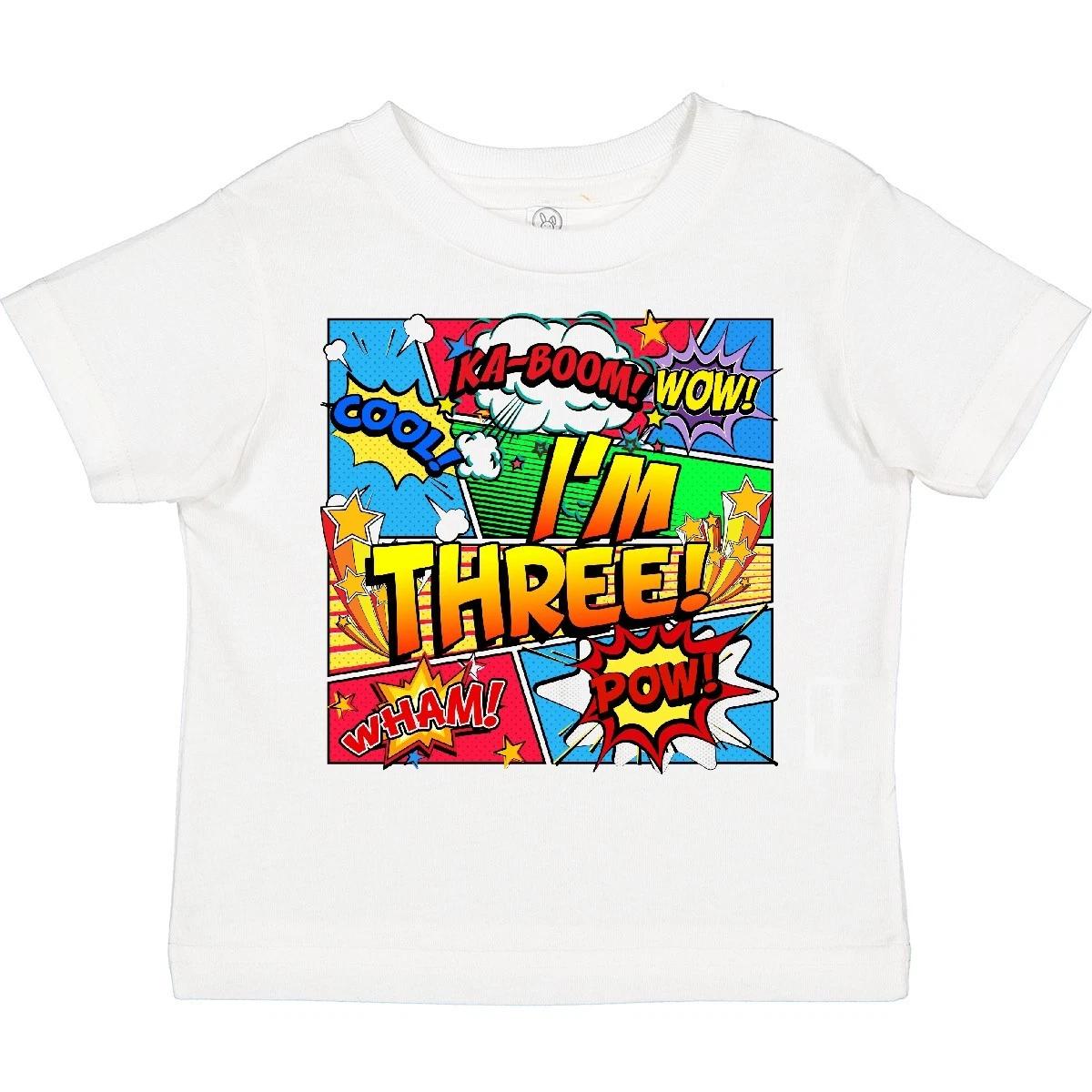Inktastic I m Three Comic Book Toddler T-Shirt Superhero 3rd Birthday Third Kid 120