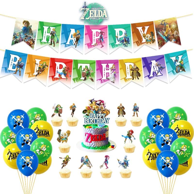 Legend Of Zelda Game Theme Balloon Banner Cake Toppers Set Party Decorations