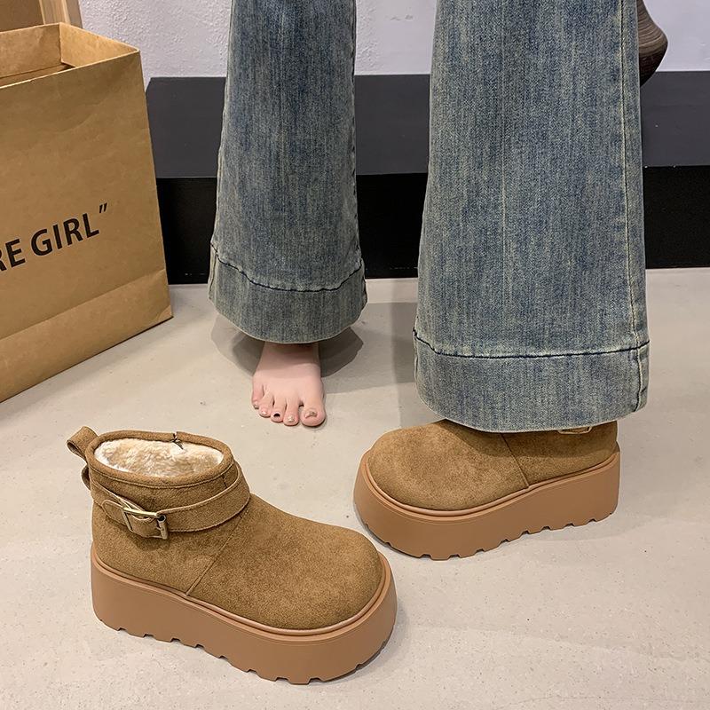 Cm Thick-soled Heightening Small Martin Boots Women's Short Boots Piled and Thickened Warm Snow Boots Cotton Shoes