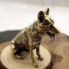 Brass Lucky Wolf Dog Ornaments for Fortune and Prosperity - Classical Desktop Tea Pet Copperware.