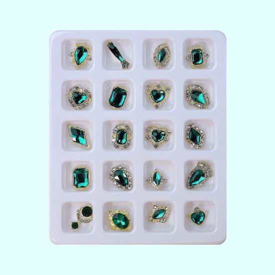 20Pcs/Box Nail Manicure Decor Gloss Three-dimensional Shining Art Sparkling DIY Faux Diamond Nail Alloy Decor