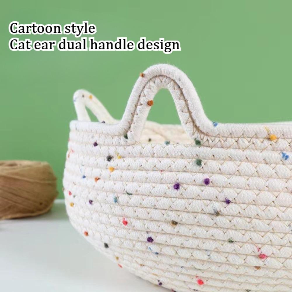 Katzennest, Vier-Jahreszeiten-Universal-Kätzchennester, gewebt, waschbar, Sommer-Kätzchenbett, Cartoon-Katzenohr-Design, Griff, Haustierzubehör