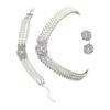Victorian Style Necklace Earrings Bracelet Set Featuring Simulated Pearls and Cubic Zirconia for Elegant Occasions