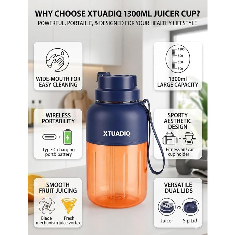 Taza Extractor de Jugo Inalámbrica 180W, Taza Extractor de Jugo Inalámbrica Portátil con Líneas de Medición Precisas, Batidora Personal Recargable para Viajes, Oficina, Gimnasio
