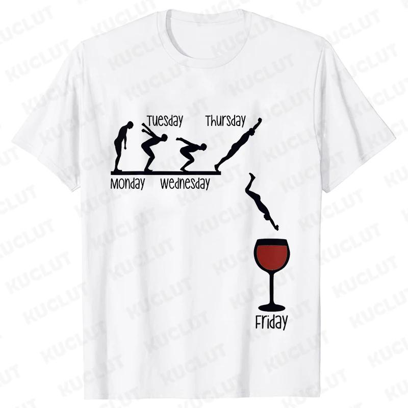 Funny T-Shirts for Men Drinking Lover Y2k Tops Oversized Clothing Short Sleeve Friends Friday Beer Day Weekend Party Streetwear