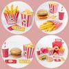Children's Wooden Hamburger and French Fries Family Bucket Set, Combined with Simulated Kitchen, Family Food Gift Toys