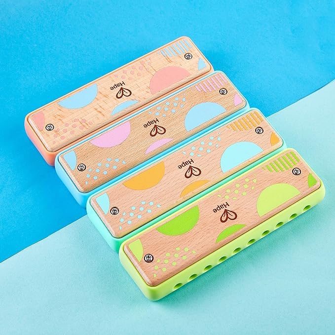 Hape x x Ages 3 and Wooden Musical E8916 Harmonica, Blue-Green, 4.4 14.5 2.6 cm, Up, Instrument, Toy,