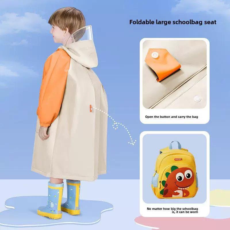 Children's Raincoat for Boys and Girls 2024 New Children's Full-Body Waterproof Boys and Girls School Bag Student School