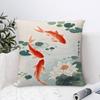 Carp illustration Pillow Case Sofa Decorative Home Double-sided Print Plush Square Throw Pillow Covers Cushion Decor Cover