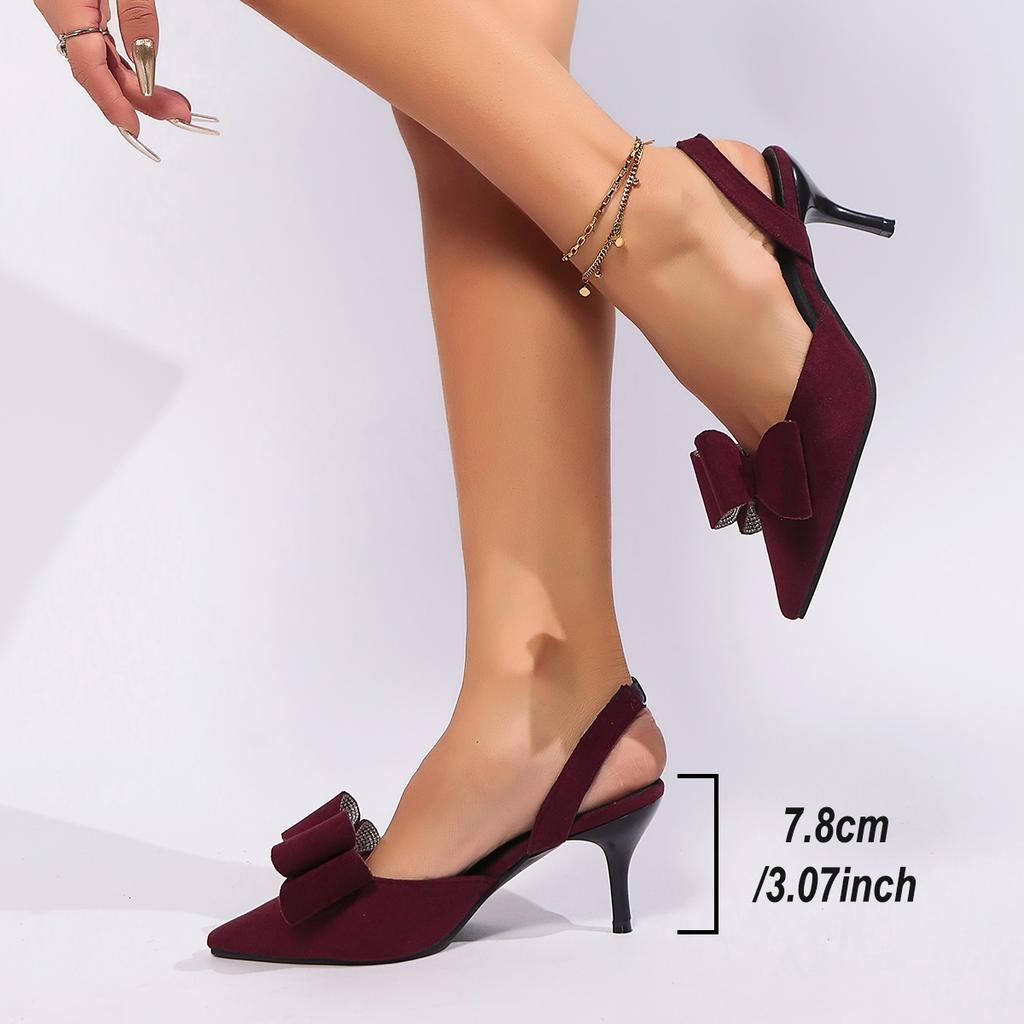 Women Shoes New Butterfly Knot Women Slingbacks Heels Shoes Sexy Dress Thin Heel Pointed Toe Ladies High Heels Slingback