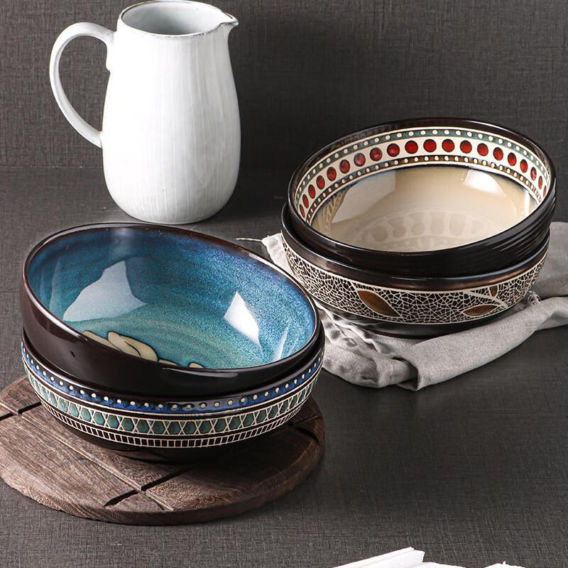 Hand-Painted Ceramic Kiln Glazed Bamboo Leaf Soup & Noodle Bowl