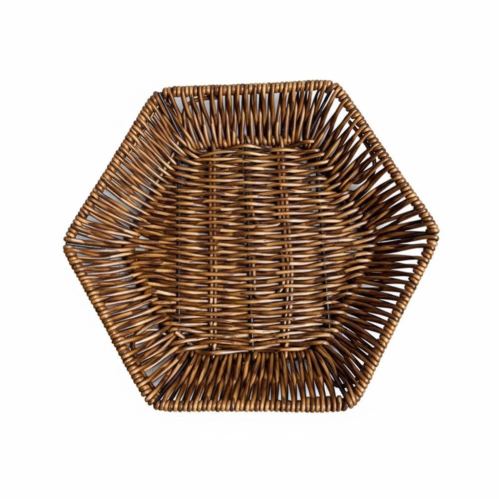 High Quality Woven Design Weaving Basket Coffee Hexagon Bread Basket High Quality Display Basket Remote Control S
