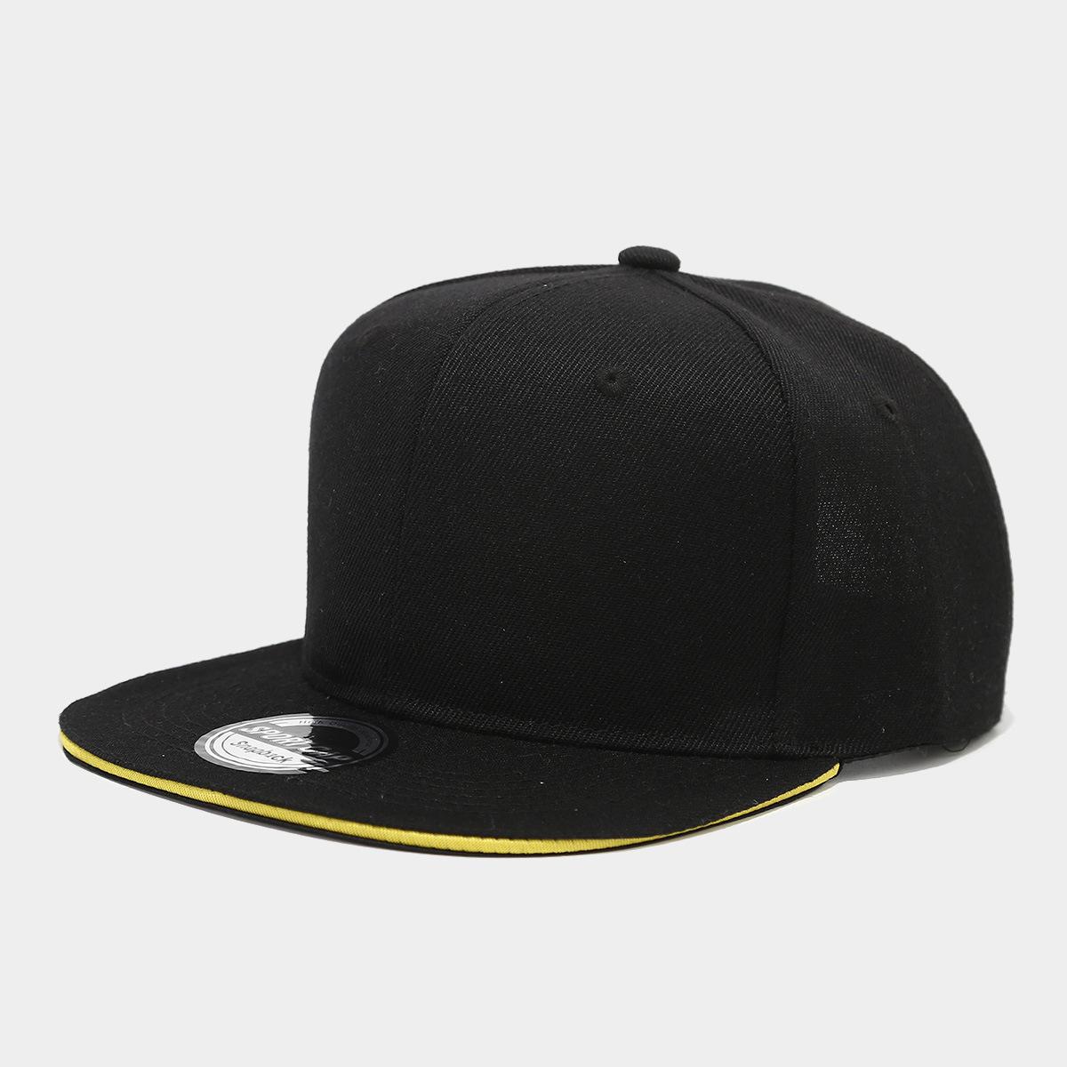 New Flat-Brim Hip-Hop Hat Solid Black Sun Hat Men Women Street Flat Brim Baseball Cap Adjustable
