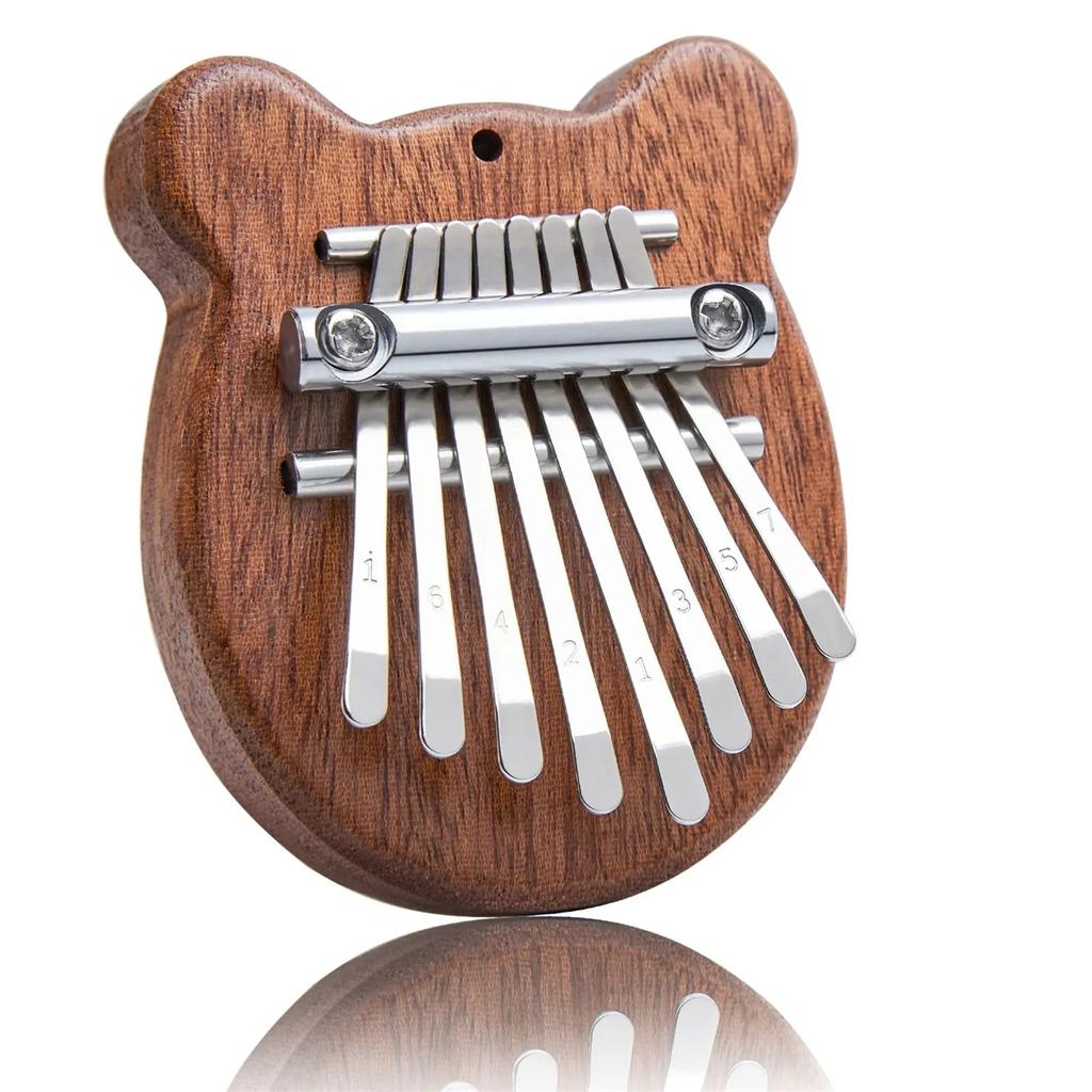 8 Key Mini Kalimba Thumb Piano, Portable Solid Wood Finger Piano for Beginners | Pocket-Sized Musical Instrument Gift with Case