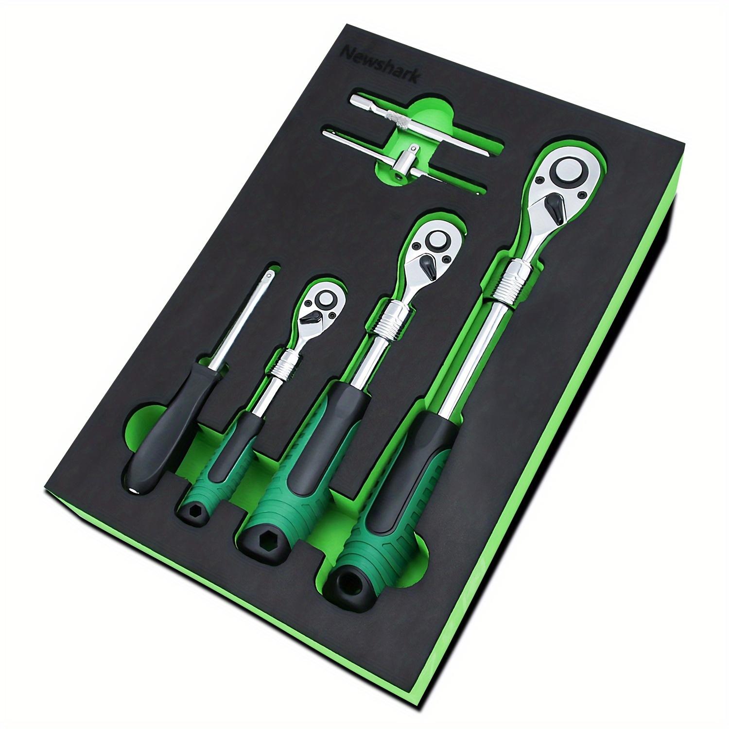 

Набор из 6 ключей 1/4 3/8 1/2 Привод 72-зубчатый раздвижной храповой ключ, быстросъемный, реверсивный привод Торцевые ключи Эргономичная рукоятка