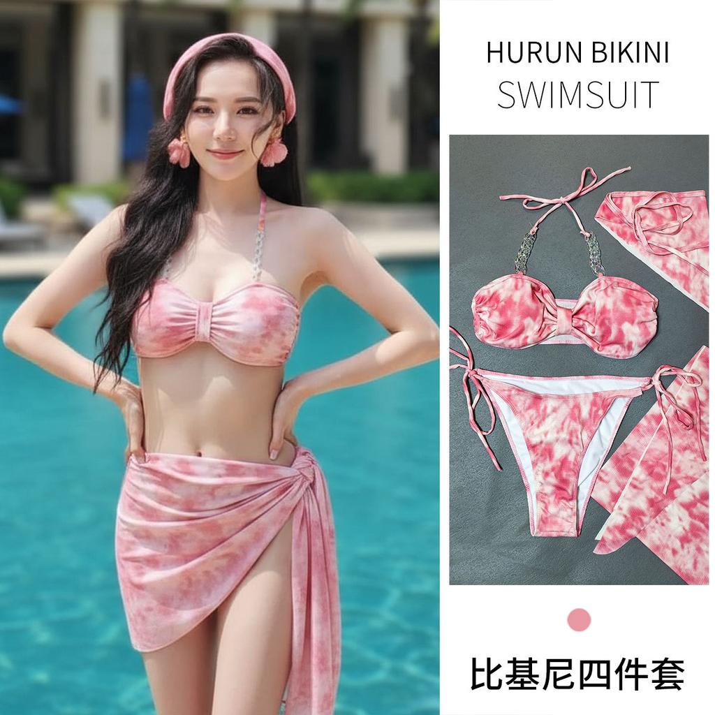 1011 New Fashion Sexy Beautiful Bikini Four-piece Skirt Belly Cover Skinny Hot Spring Beach Resort Swimsuit