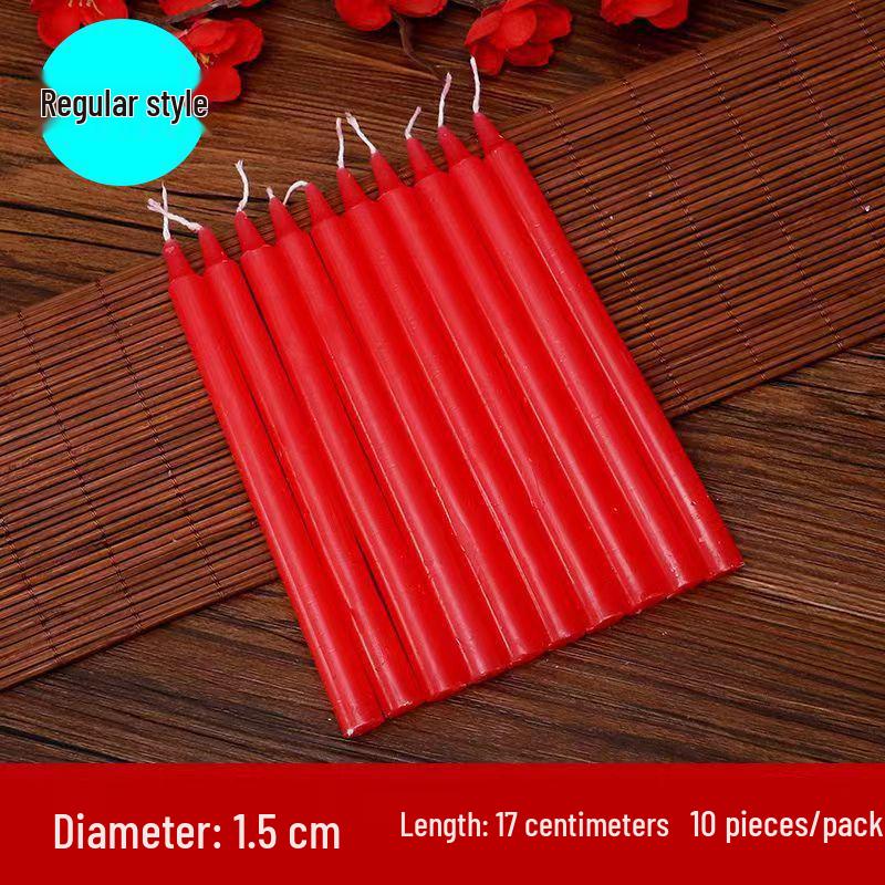 Red & White Long-Burning Smokeless Odorless Household Candles for Emergencies, Romance, Weddings, and Decor