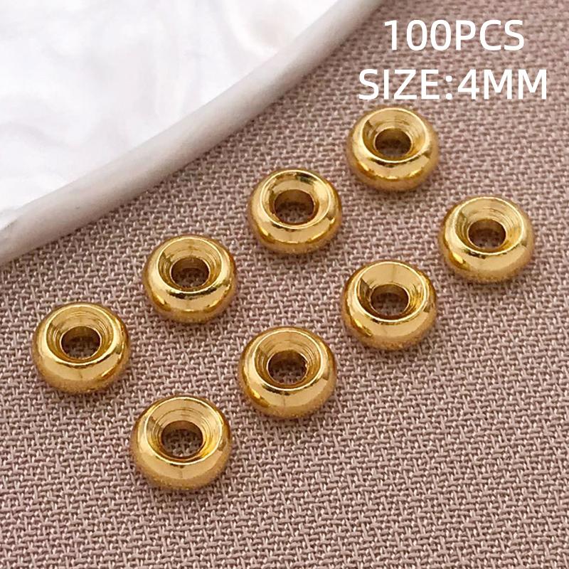 10-100Pcs Stainless Steel Gold Spacer Beads For Bracelet Jewelry Making Diy Flat Round Loose Beads Handmade Jewelry Supplies Cra