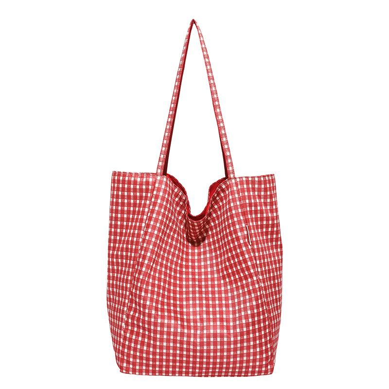 2025 summer bright double-sided plaid bag bright nylon small fresh daily niche large-capacity commuter bag