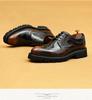 Patent Leather Men's Brogue Shoes with Pointed Toe and Thick Sole