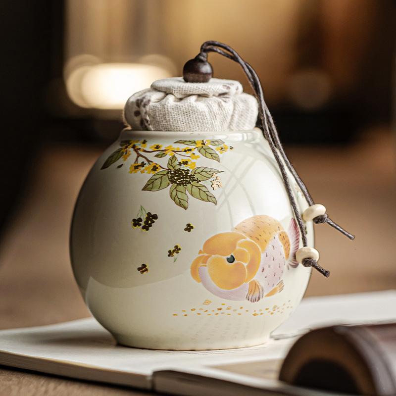 Chinese Arowana Ceramic Household Teacup Tea Set Accessories Guifu Carp Coaster Chawan Bowl Retro Kung Fu Kitchen Tools Tea Set