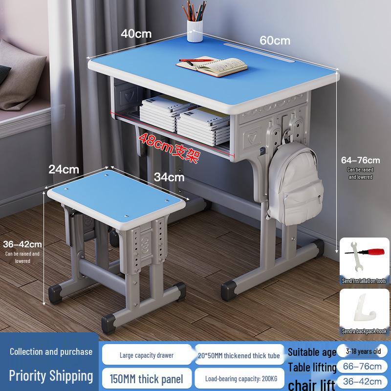 Height-Adjustable Student Desk and Chair Set for Junior and High School