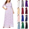 High Quality Women's Sexy Lace Evening Dress Large Solid Round Neck