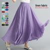 Plus Size Cotton Linen Midi Skirt - 42 Colors, Solid A-Line Style, 2 Yards Long.