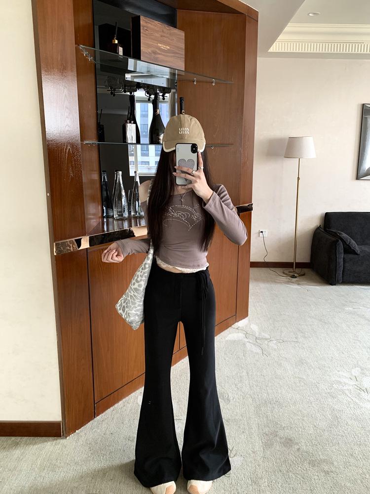 New Korean Style High-Waist Slim Micro-Flare Wide-Leg Pants for Women