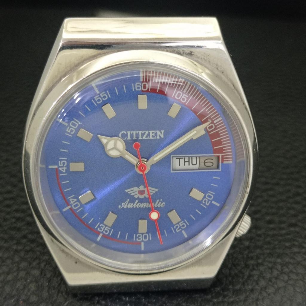 AUTOMATIC VINTAGE CITIZEN 8200 JAPAN MENS BLUE COLOR DIAL WATCH a702777-1 R210-a702777