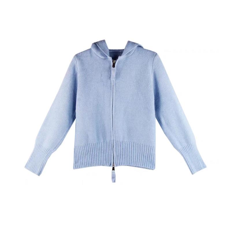 

Корейський повсякденний простий однотонний кардиган Модний светр з довгим рукавом і капюшоном В’язаний м’який пуловер Преппі Стиль Новий дизайн XL синій