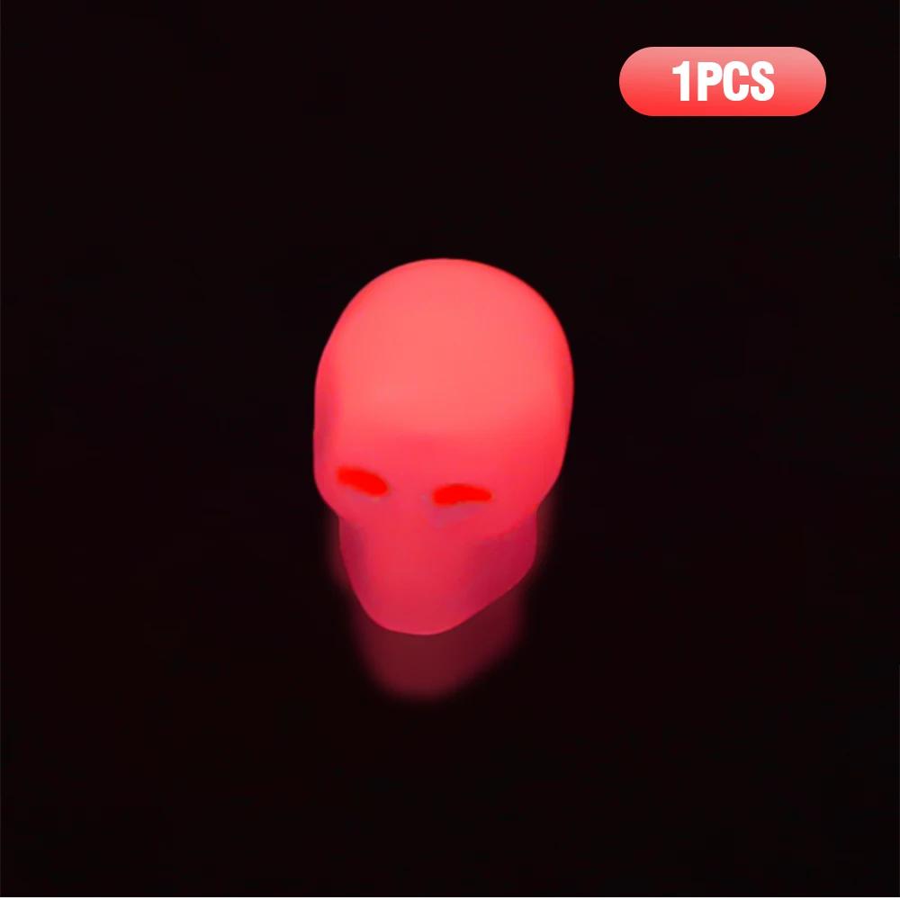 Колпачки для автомобильных шин, флуоресцентная черепная голова, автомобильный мотоцикл, велосипед, декоративная крышка для форсунки, светящаяся в ночи, аксессуары для колпачков колес