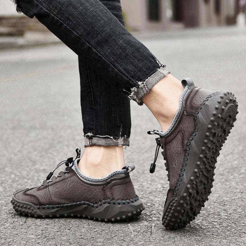 Mens Large Size Handmade Leather Comfy Soft Sock Ankle Boots Autumn Winter Men Boots Handmade Leather Shoe